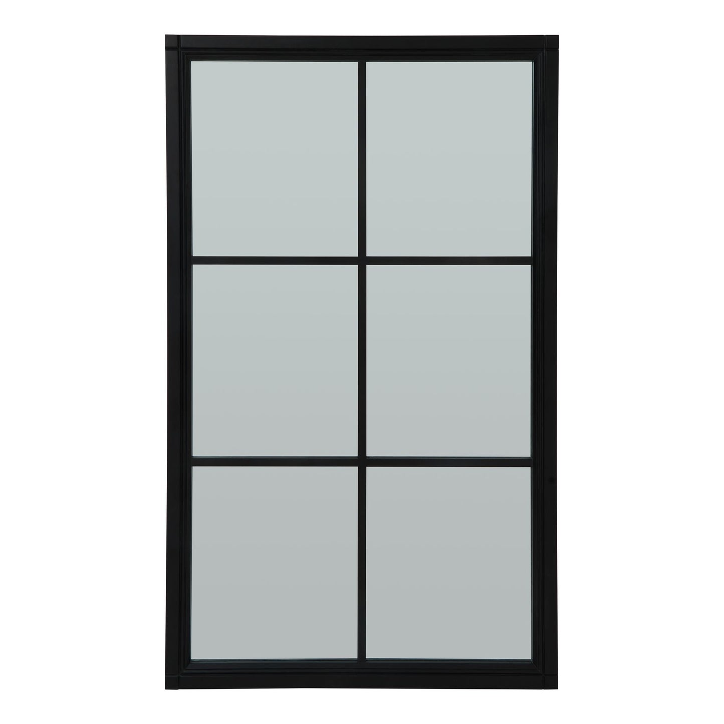 Window frame with six glass panels on a white background