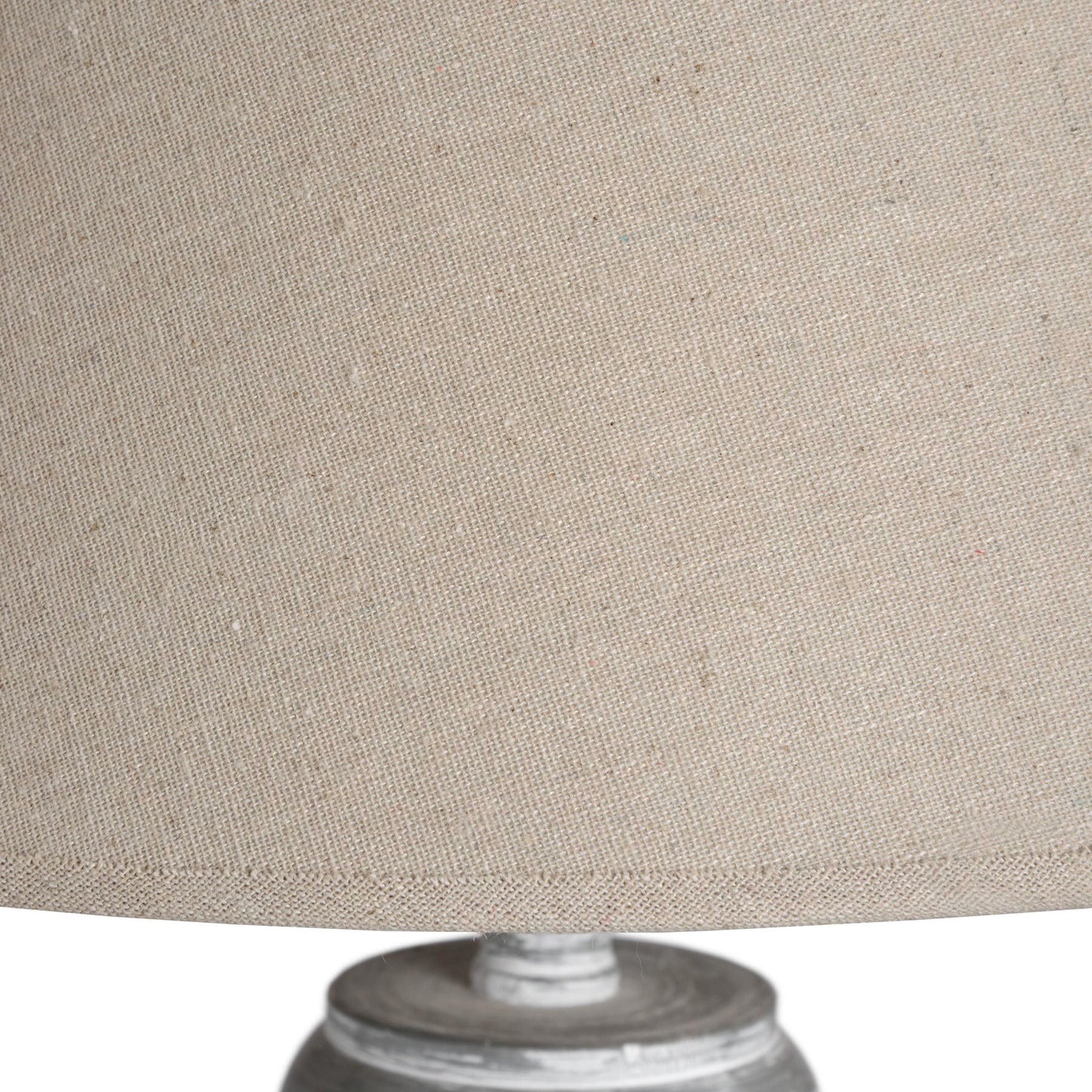 Close-up of a beige lampshade on a white background