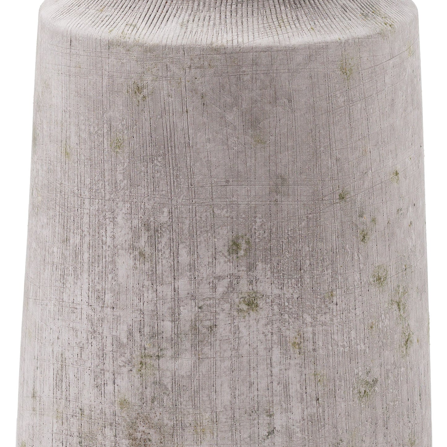 Textured cylindrical stool with a patterned top on a white background