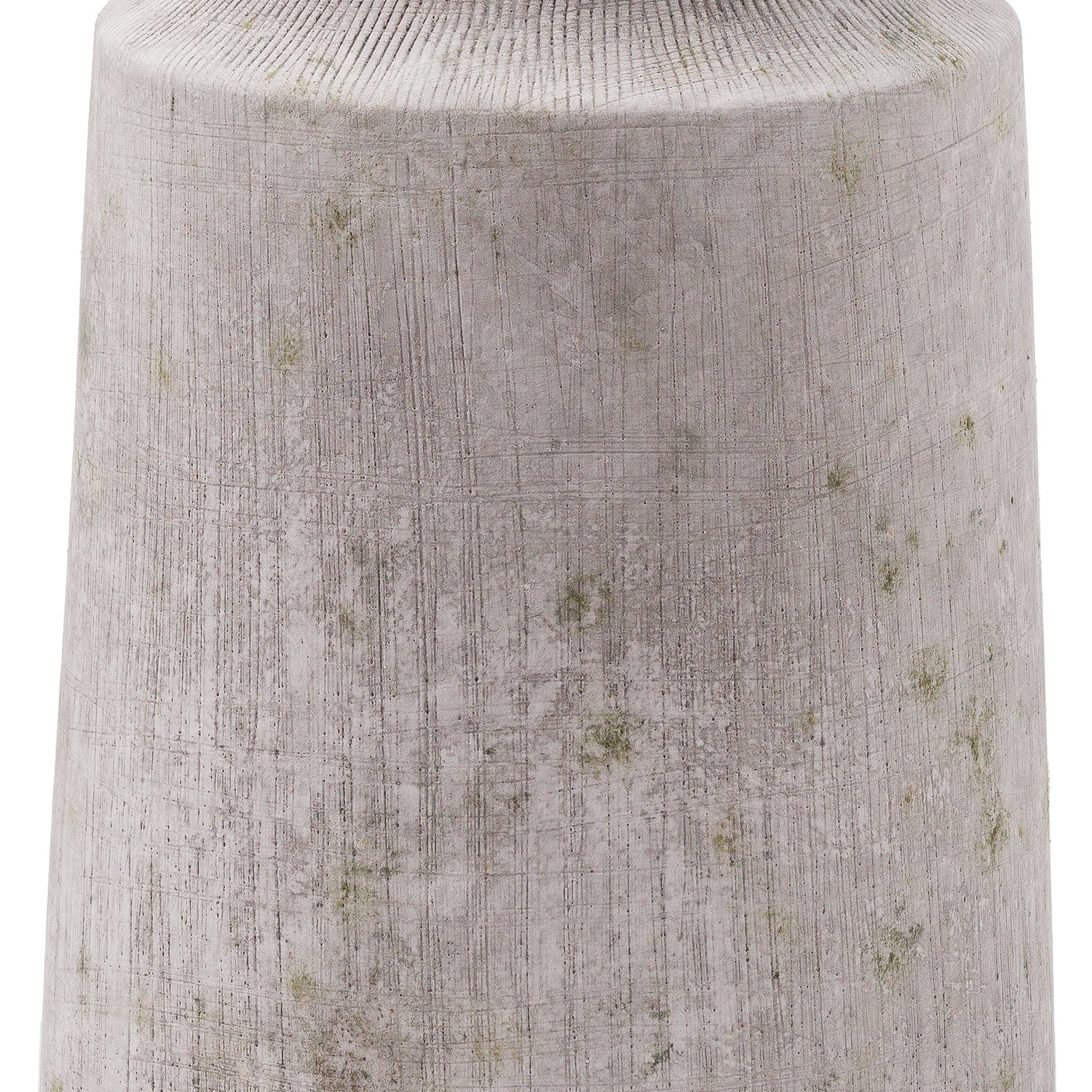 Textured cylindrical stool with a patterned top on a white background