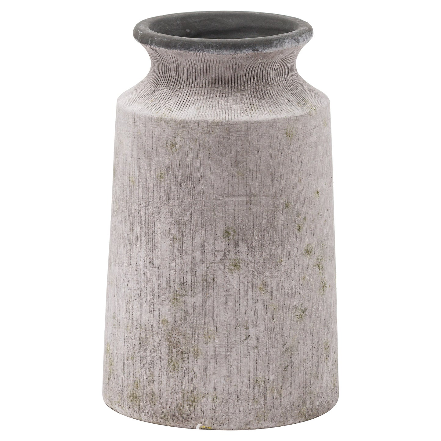 Textured gray vase on a white background
