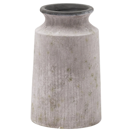 Textured gray vase on a white background