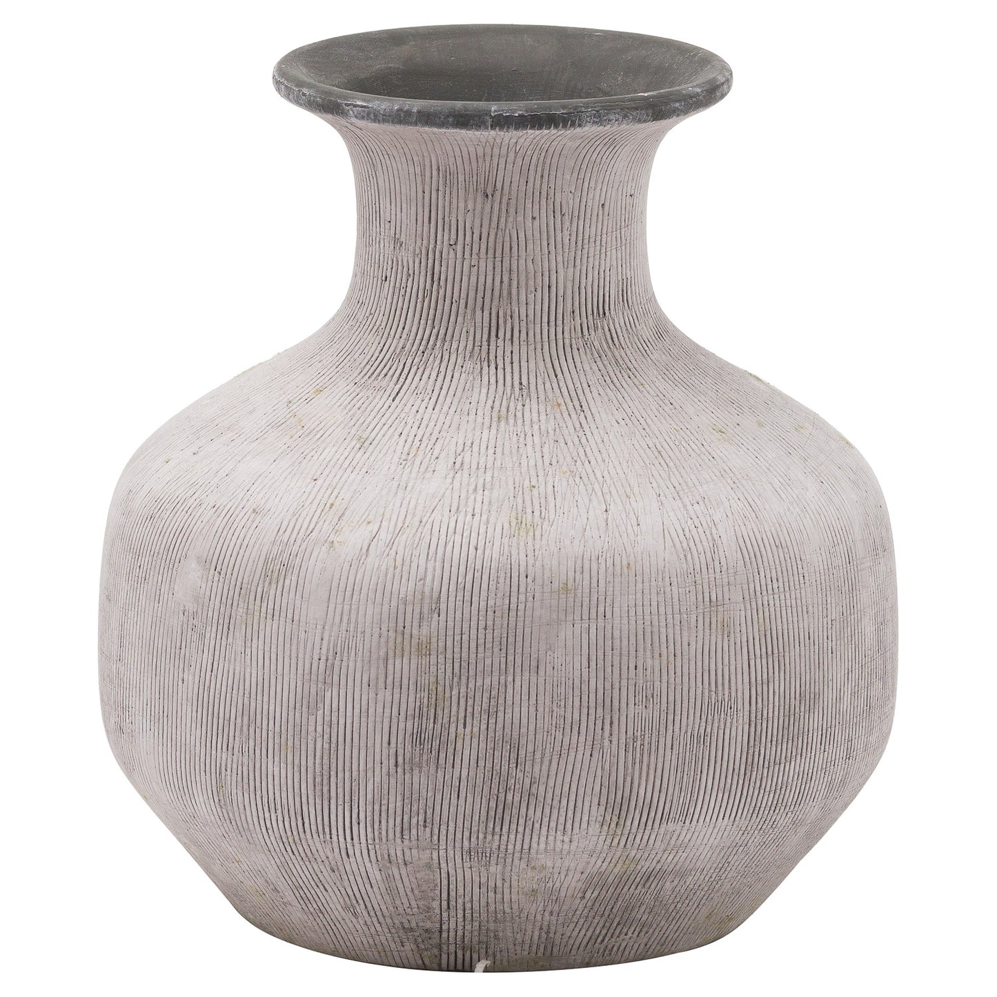 Textured gray vase on a white background
