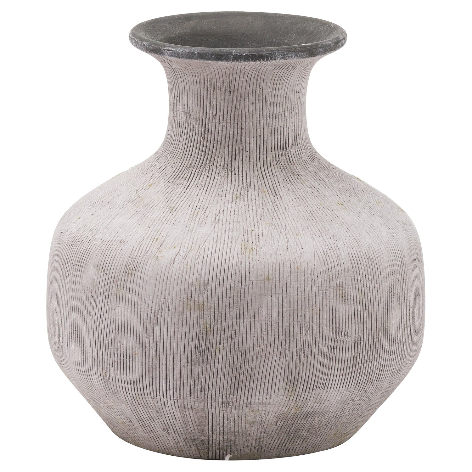 Textured gray vase on a white background