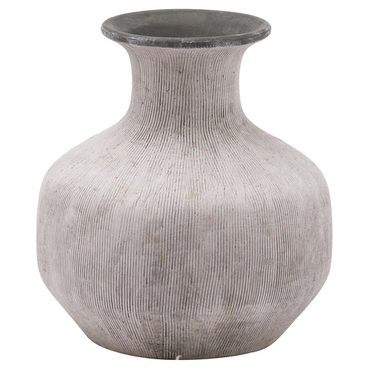 Textured gray vase on a white background