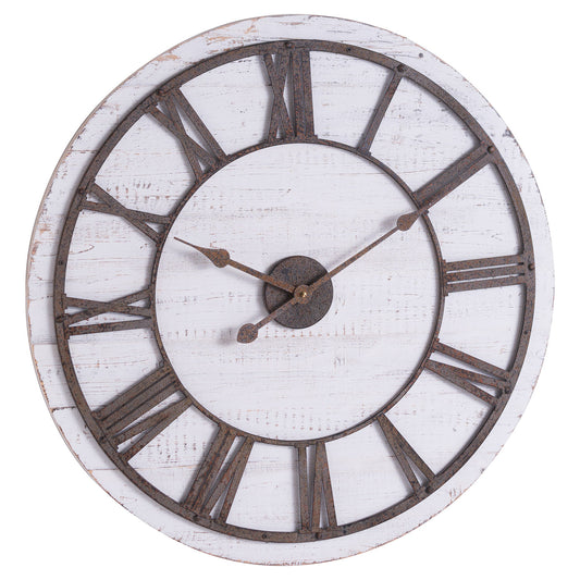 Clock on white washed background