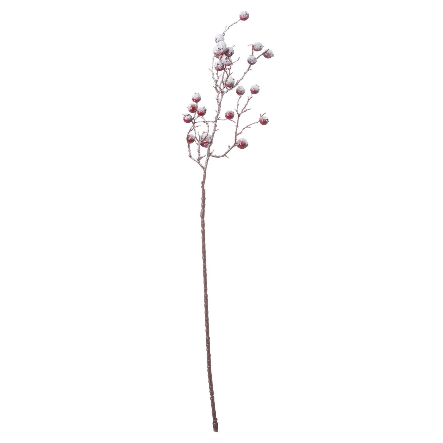 Artificial plant stem with pink berries on a white background