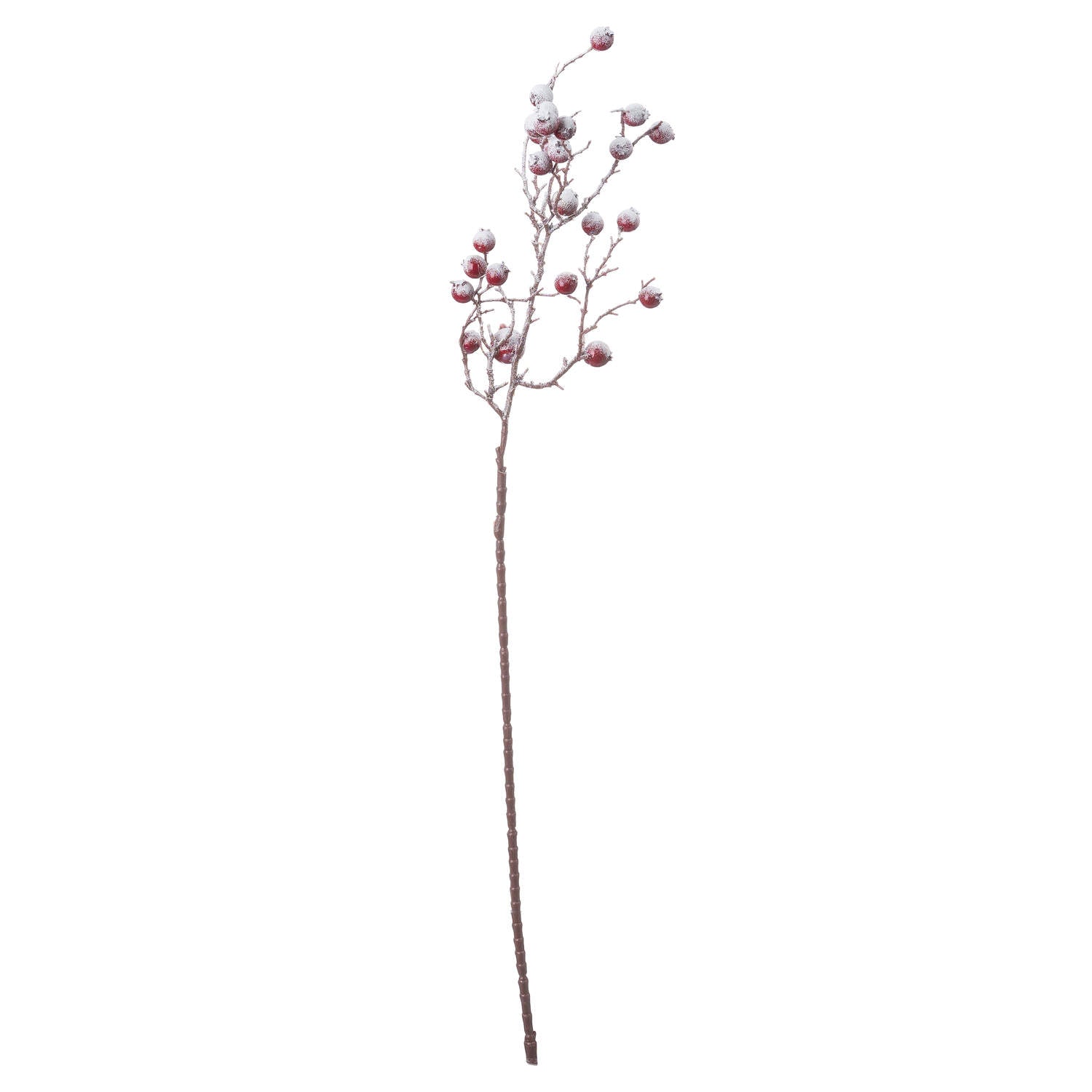 Artificial plant stem with pink berries on a white background
