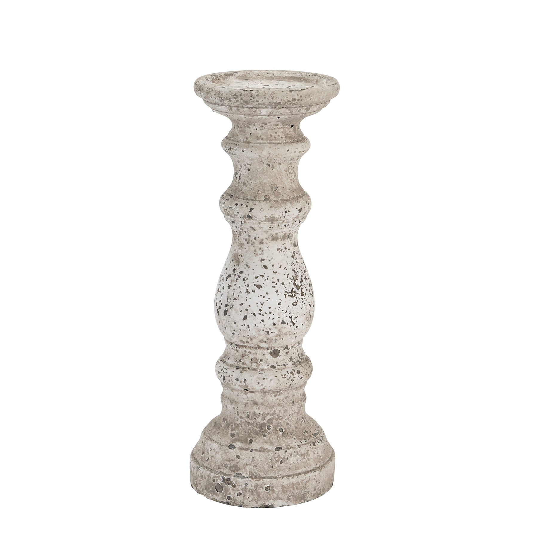 Decorative stone candle holder on a white background
