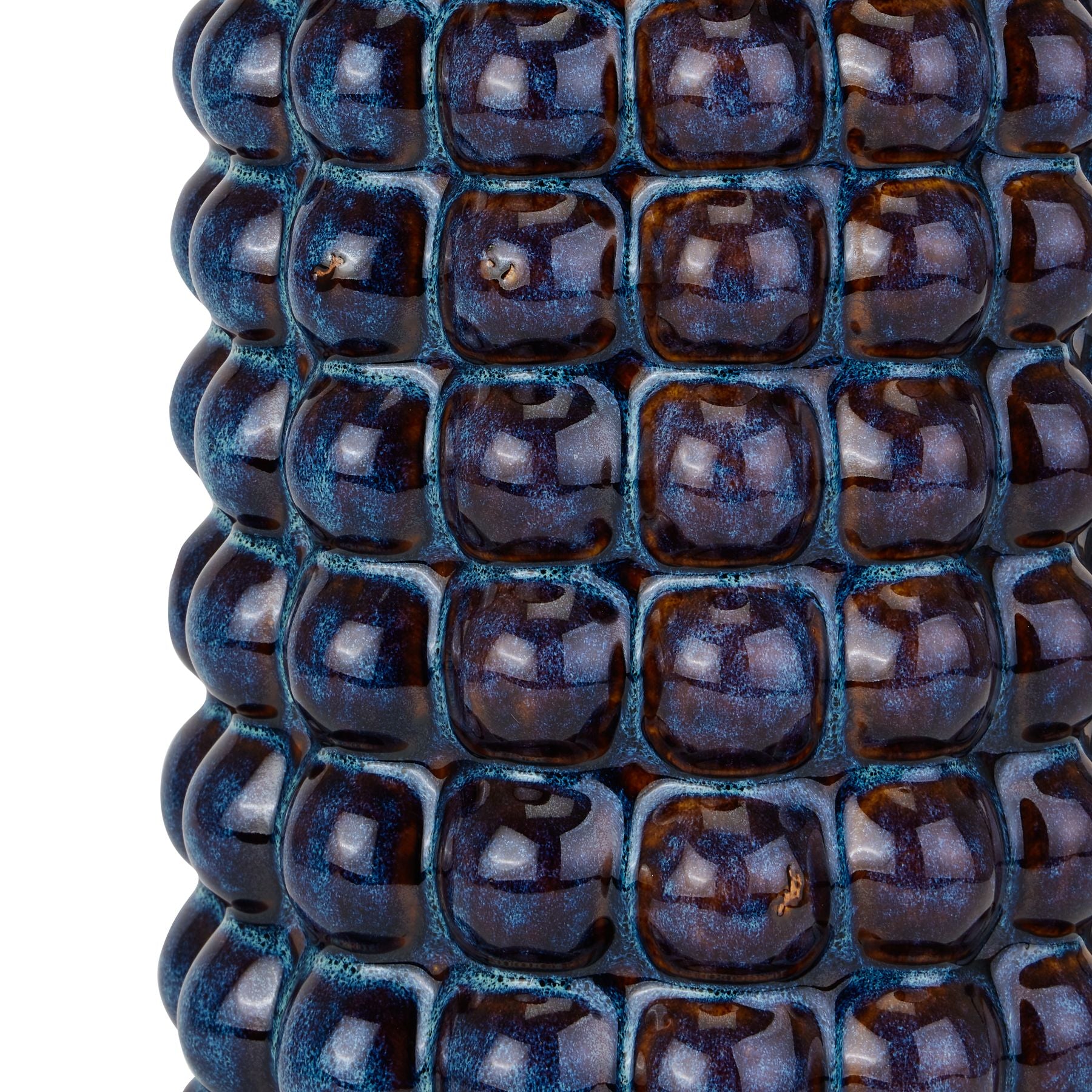 Close-up of a textured blue and brown material