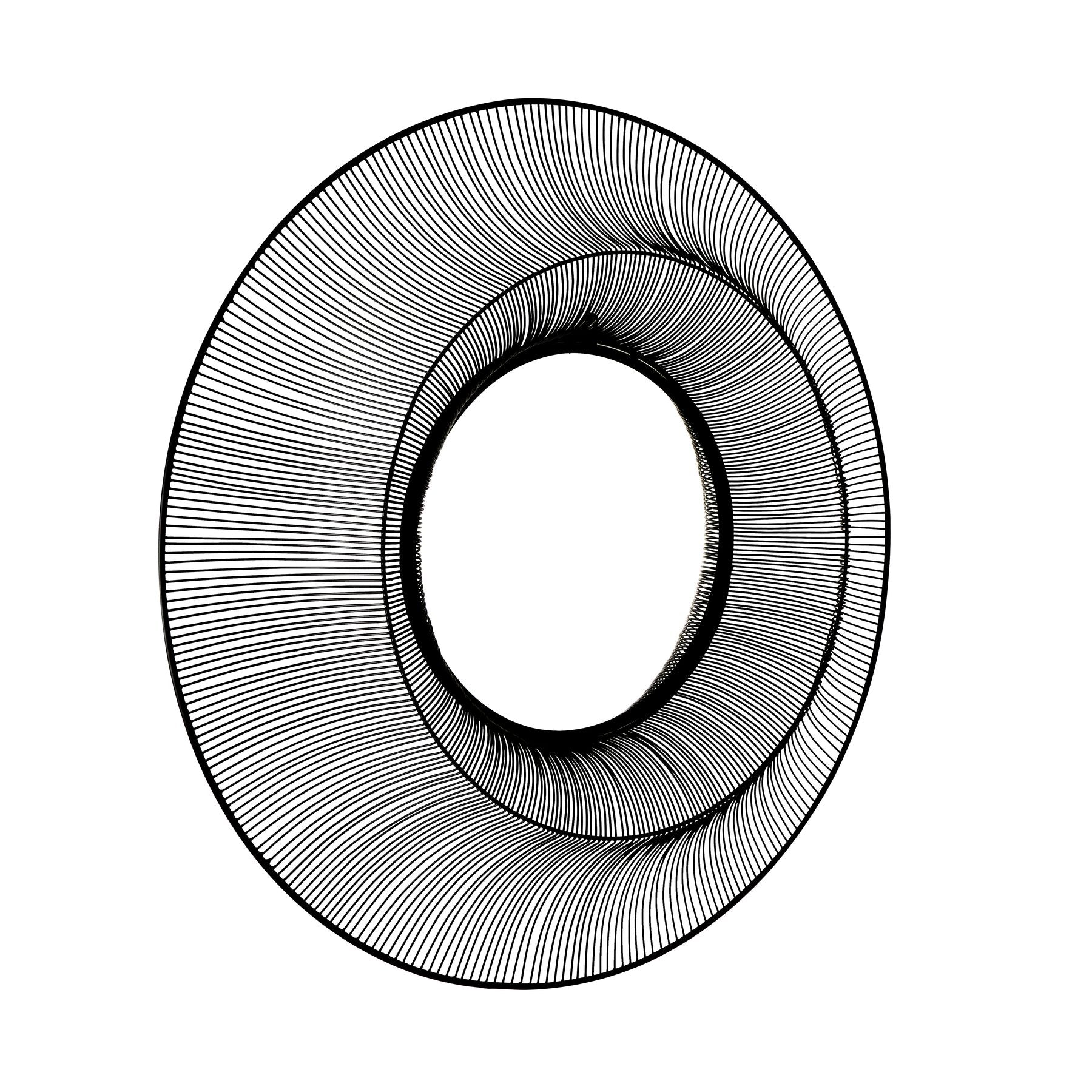 Black and white concentric circular pattern on a white background