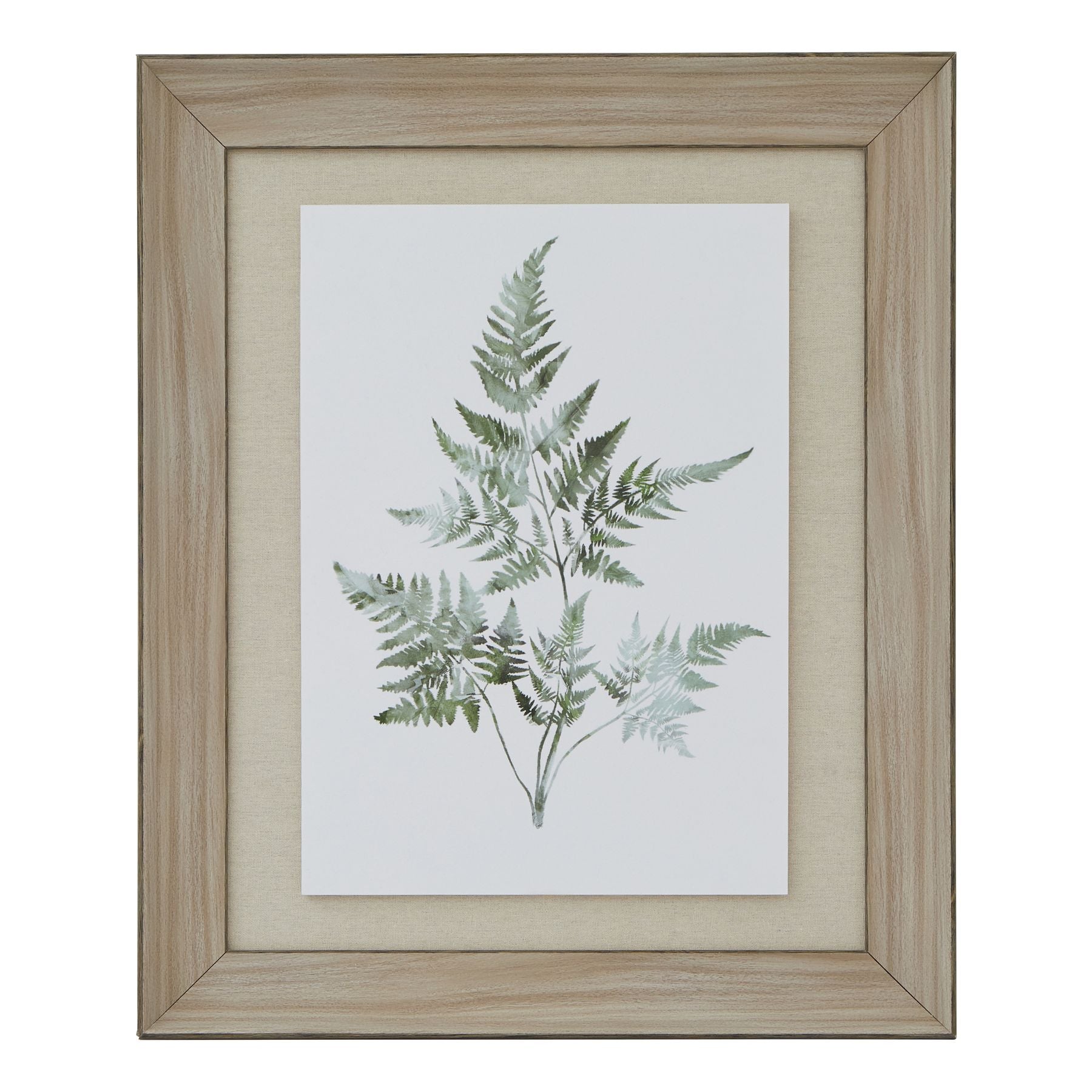 Framed artwork of a leaf design on a white background