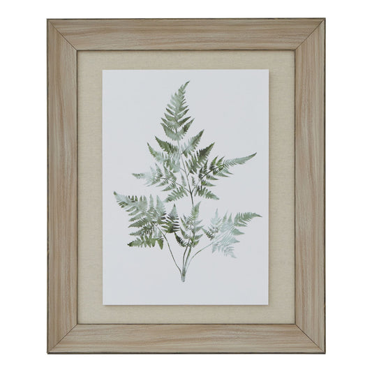 Framed artwork of a leaf design on a white background