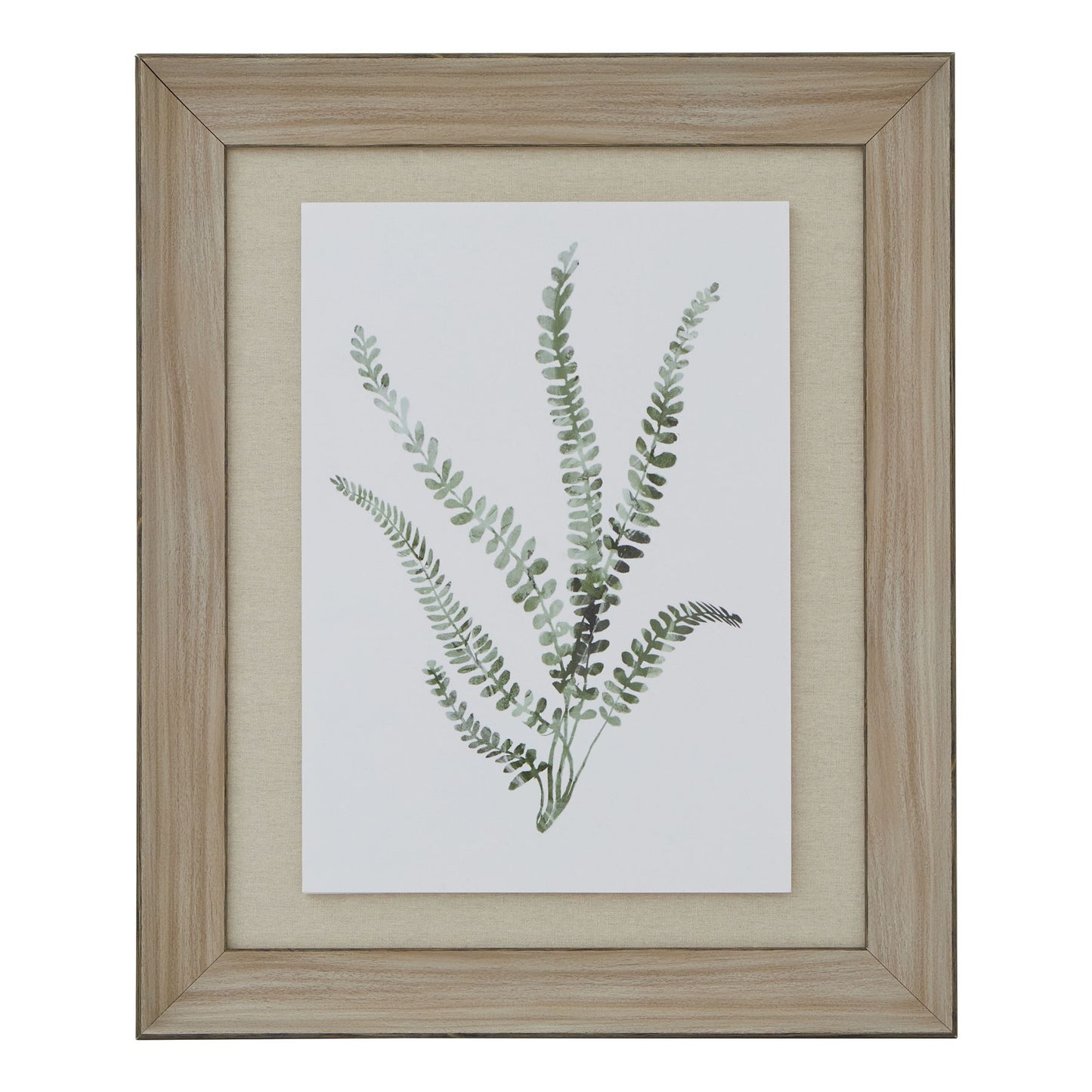 Framed artwork of a leaf design on a white background