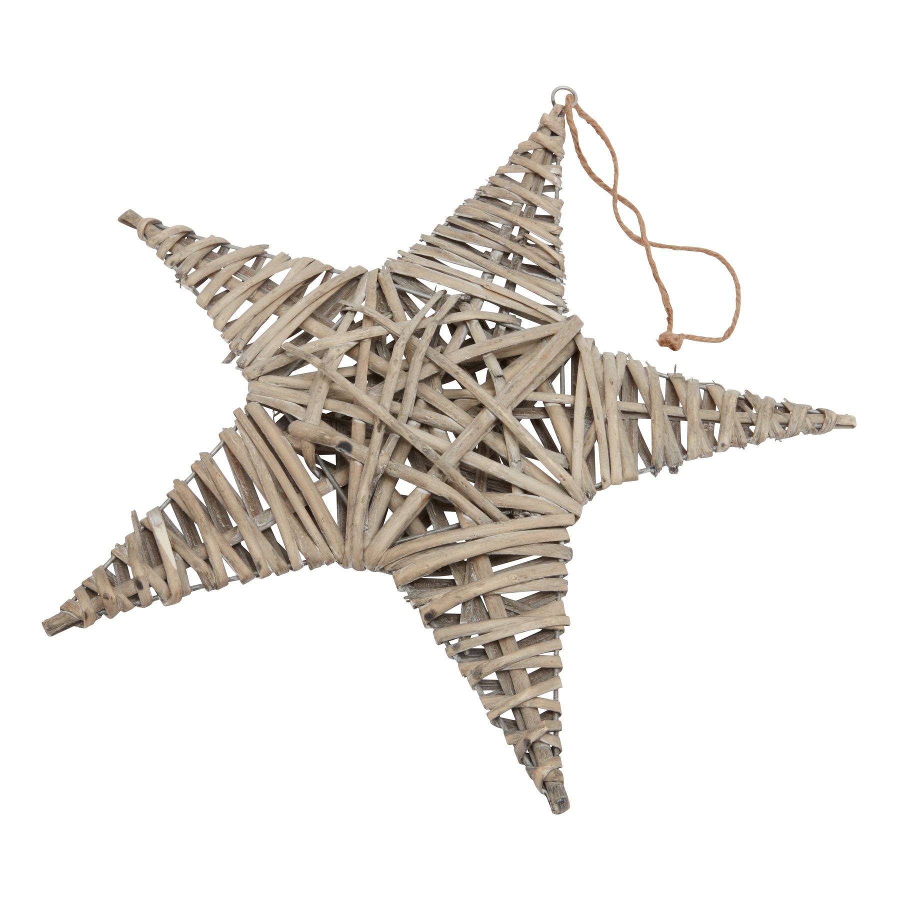 Decorative star made of natural materials on a white background