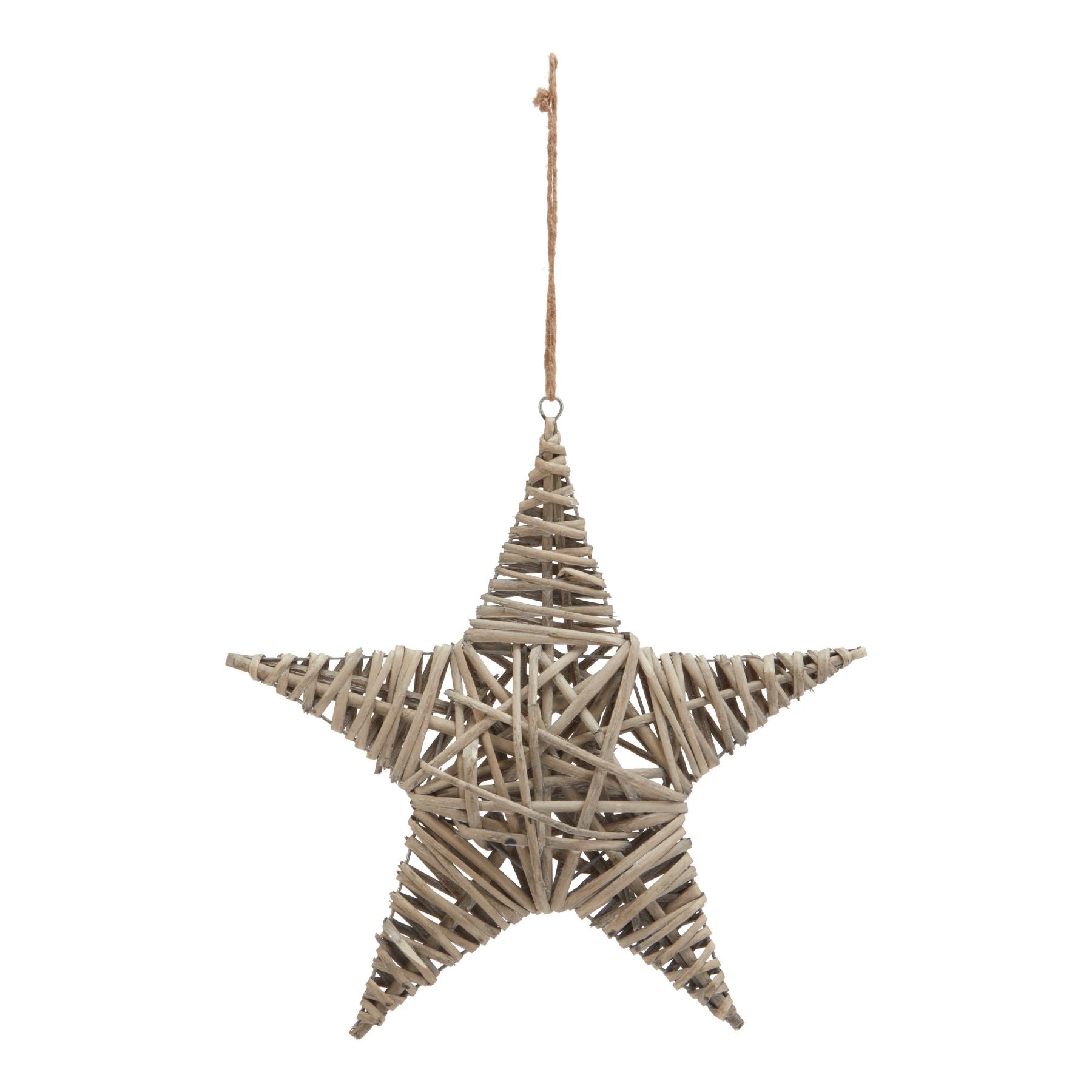 Decorative star made of natural materials on a white background