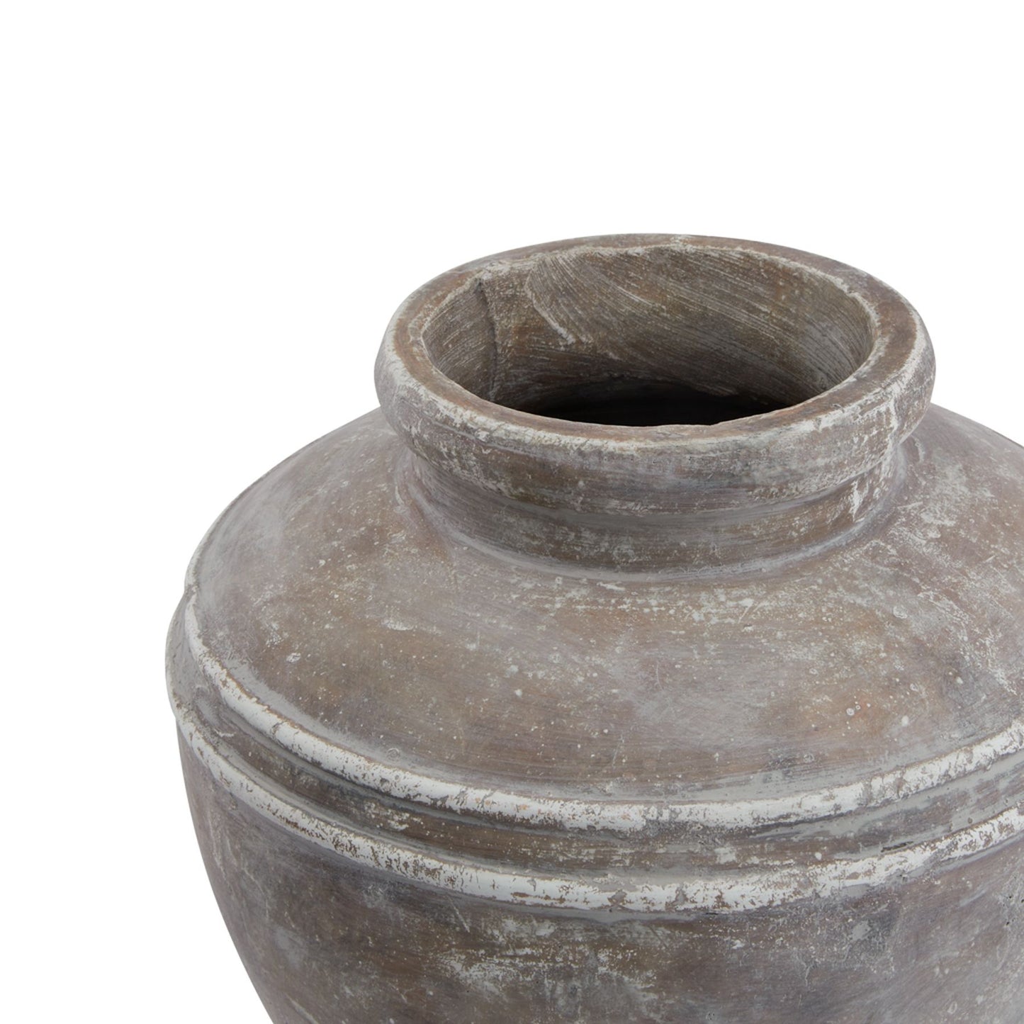 Vintage-style terracotta pot on a white background