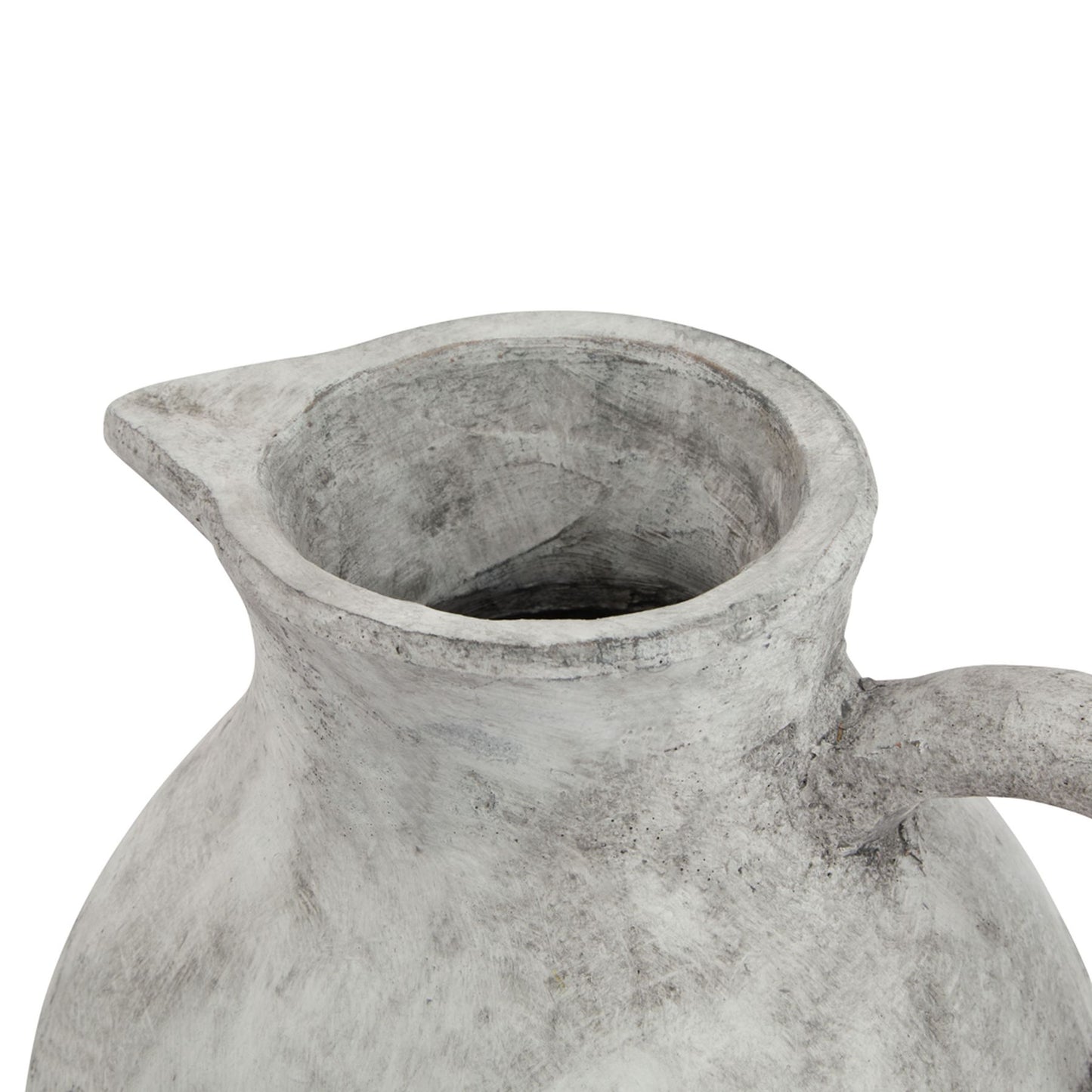 Gray ceramic pitcher on a white background