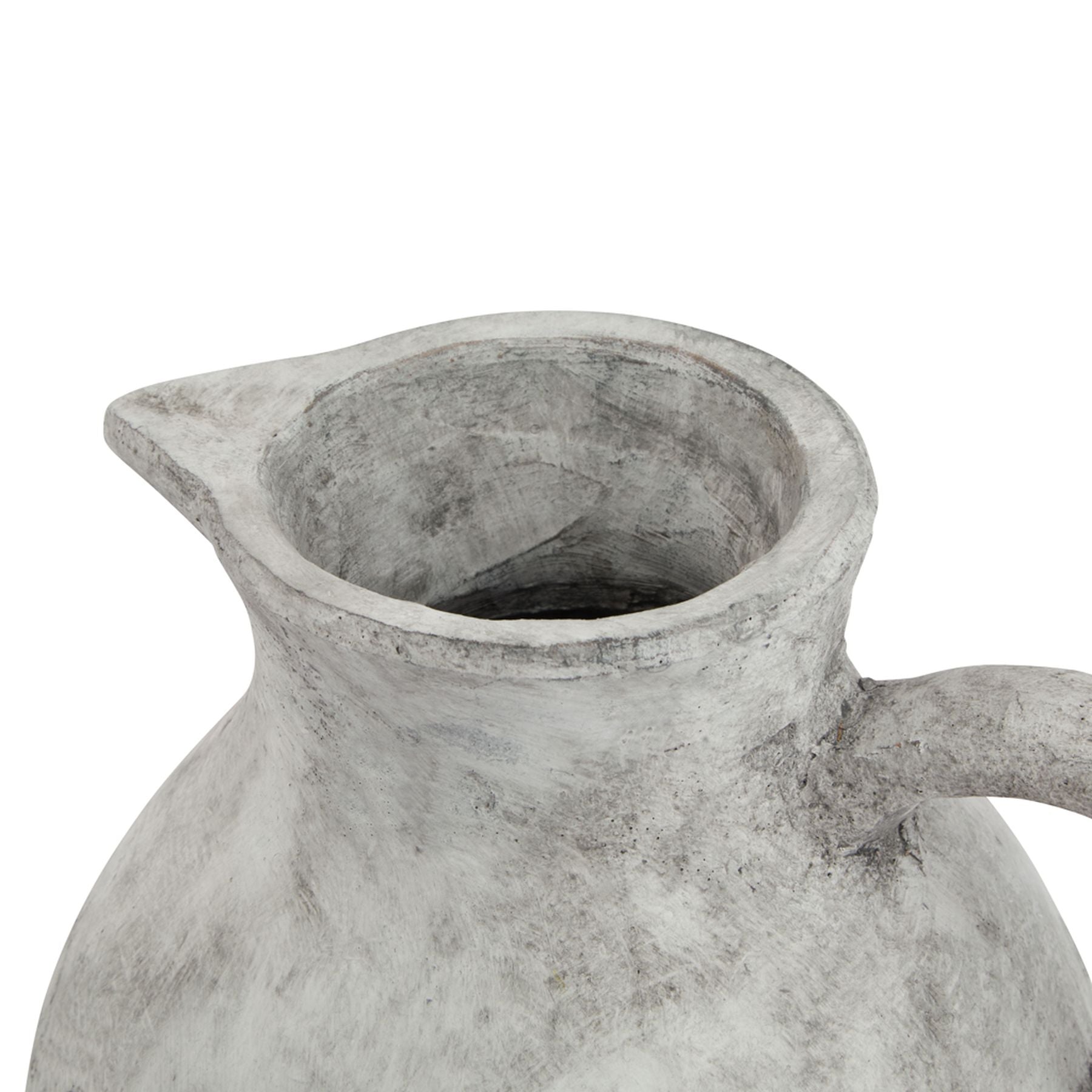 Gray ceramic pitcher on a white background
