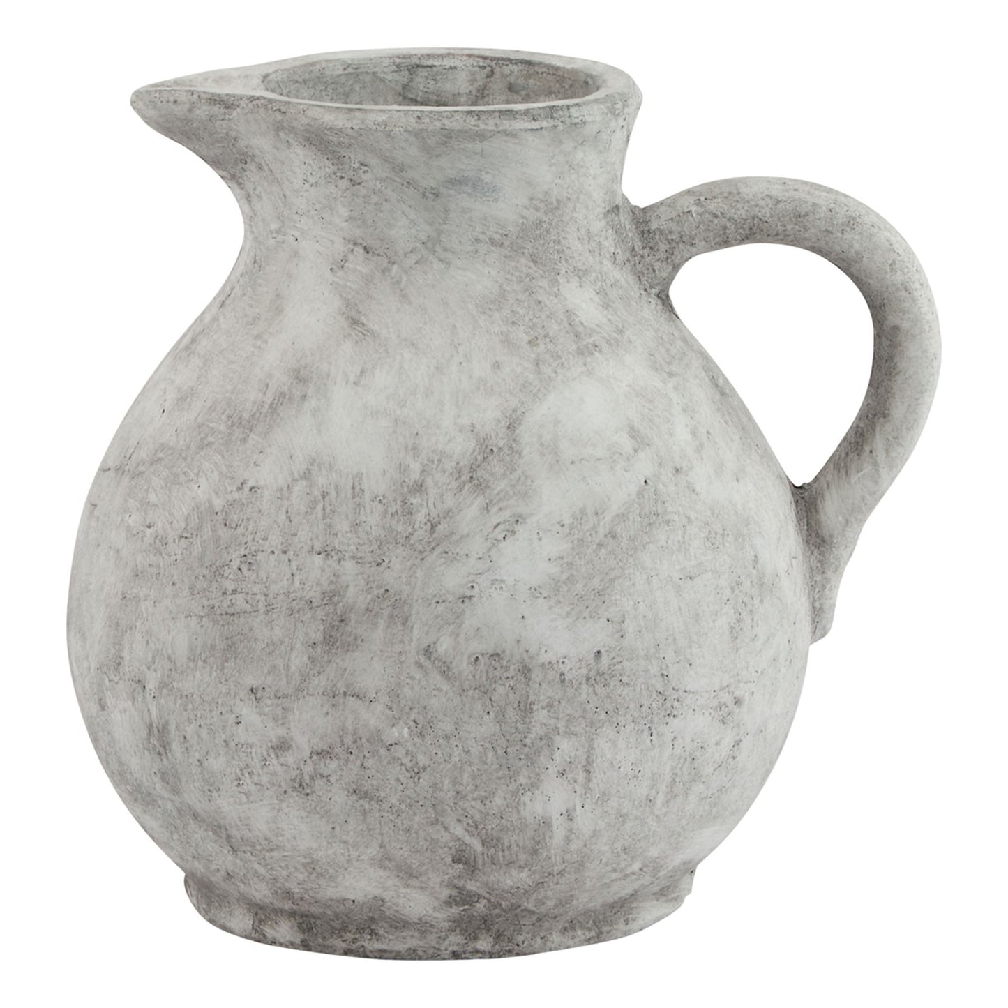 Gray ceramic pitcher on a white background