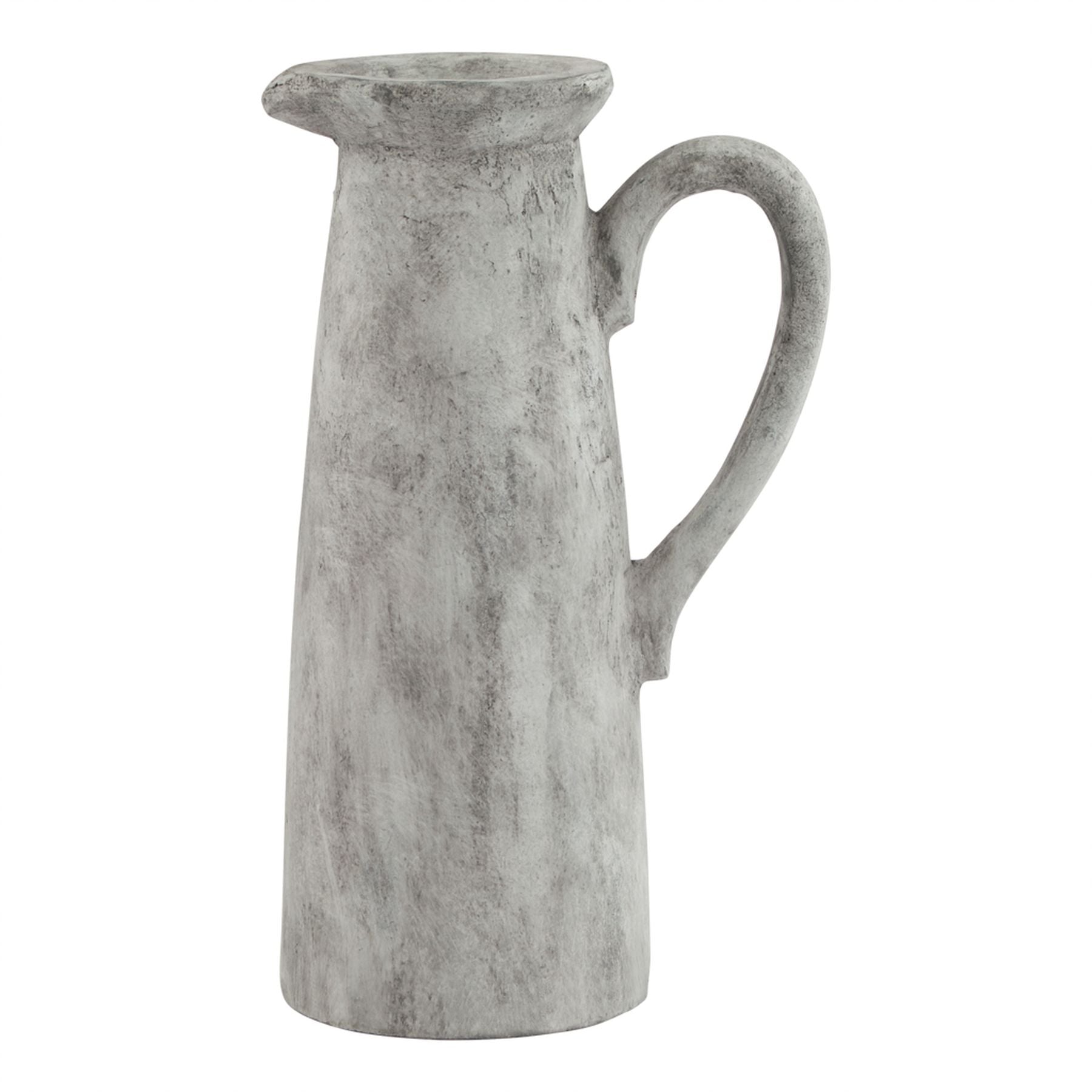 Gray ceramic pitcher on a white background