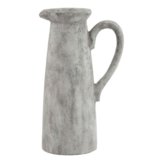 Gray ceramic pitcher on a white background