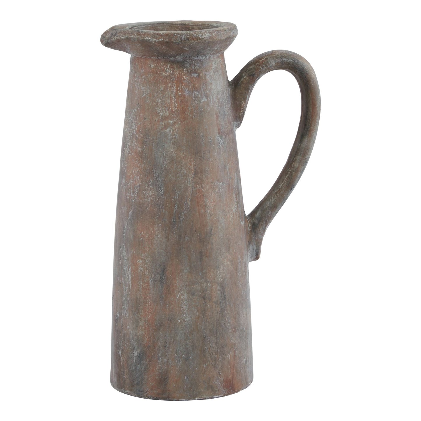 Brown ceramic pitcher on a white background