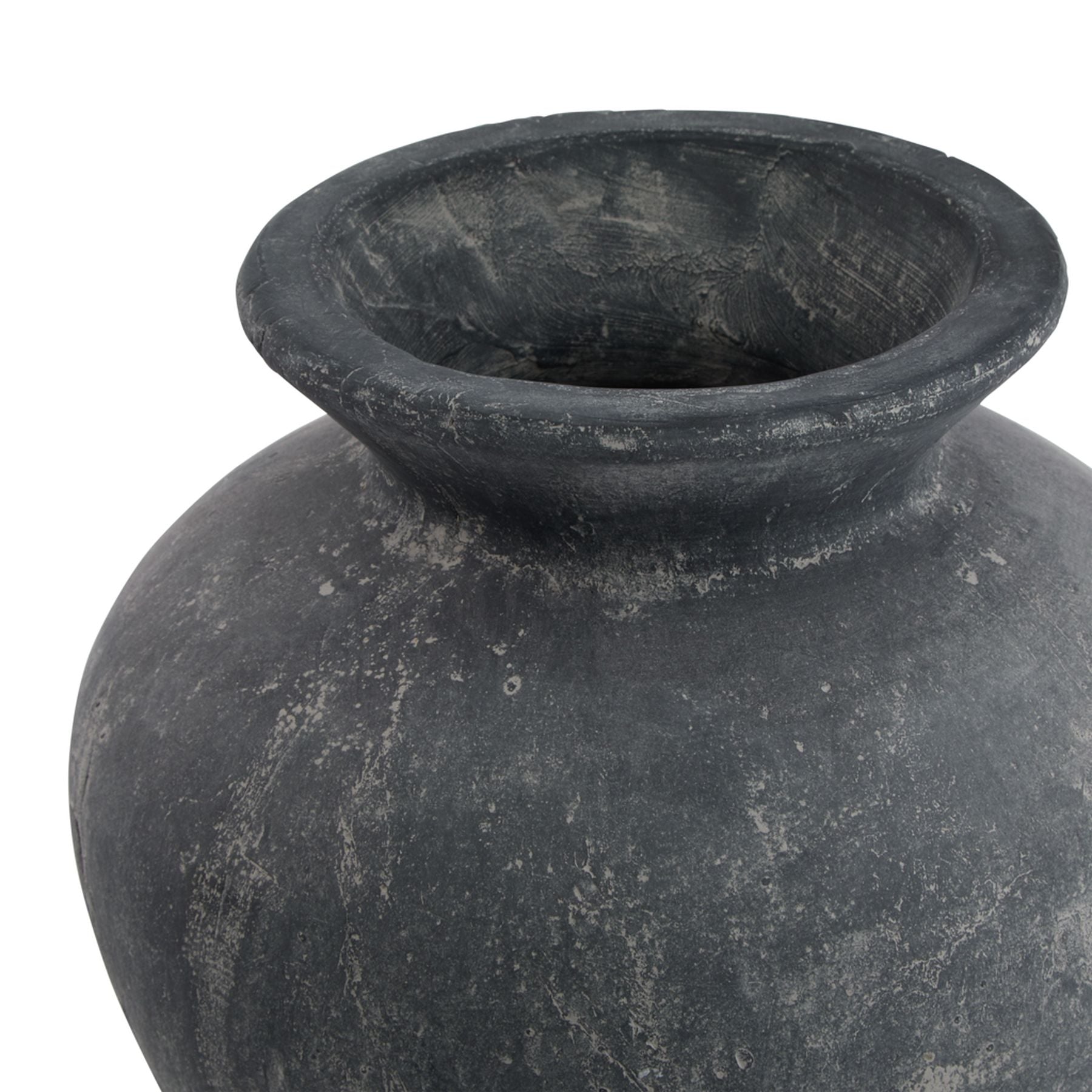 Black stone vase on a white background