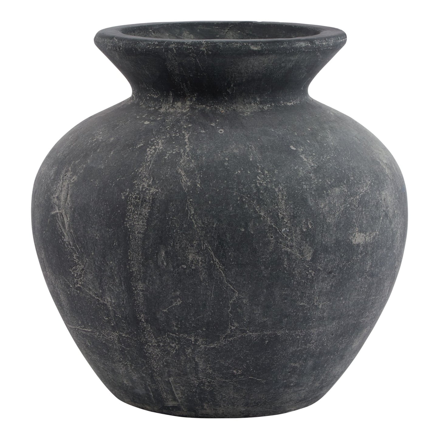 Black stone vase on a white background