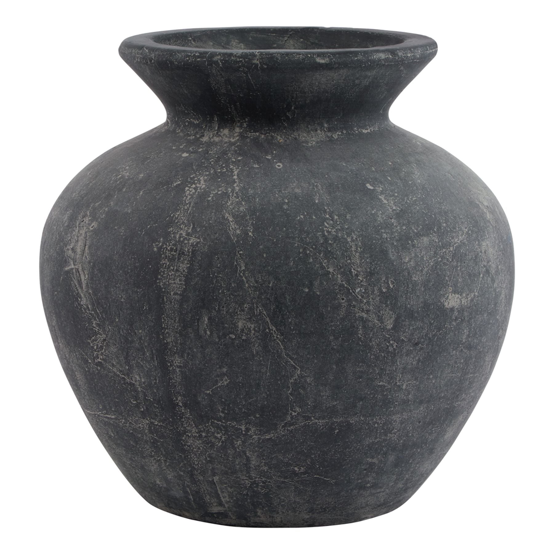 Black stone vase on a white background
