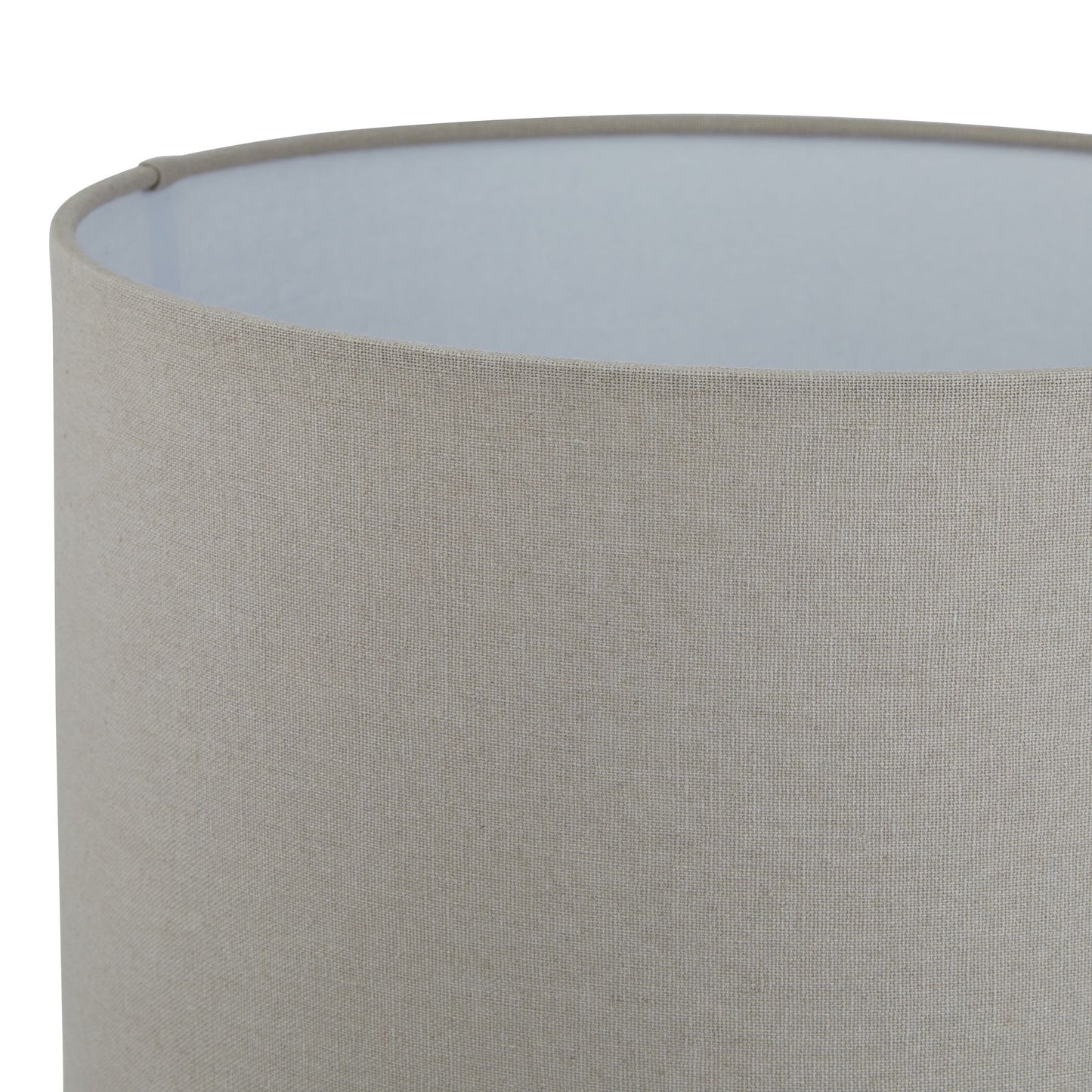 Close-up of a gray lampshade with a white interior on a white background