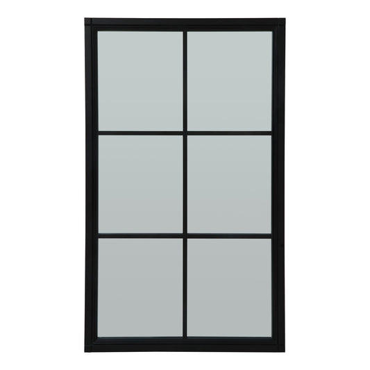 Window frame with six glass panels on a white background
