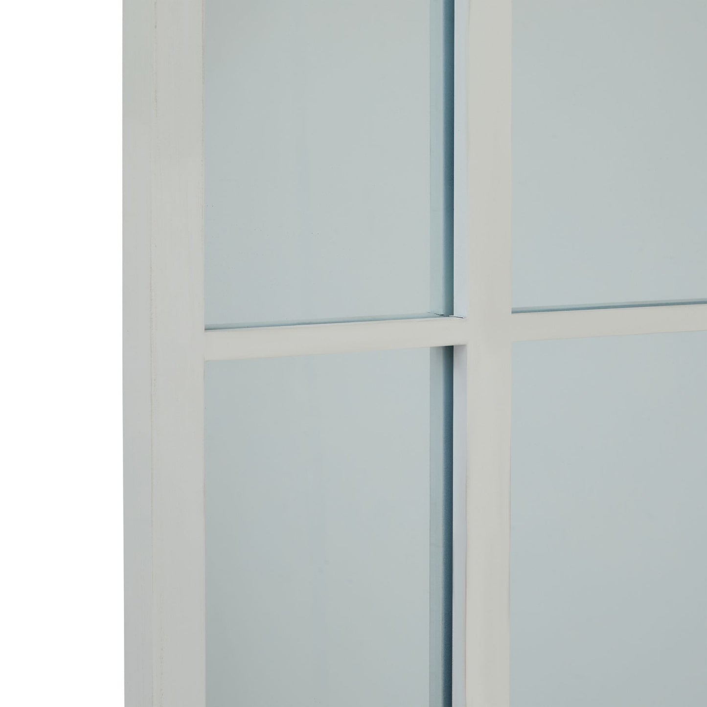 Close-up of a light blue panel with white frame