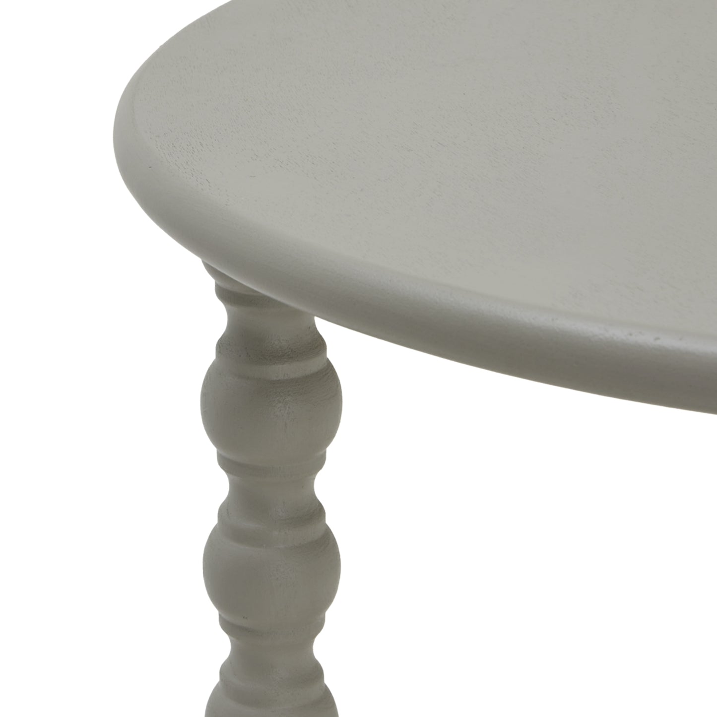 Round table with a white finish on a white background