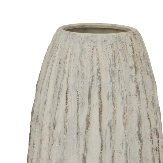 Decorative vase with marbled pattern on a white background