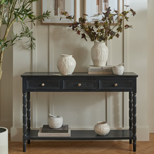 vinatage 3 drawer back console table
