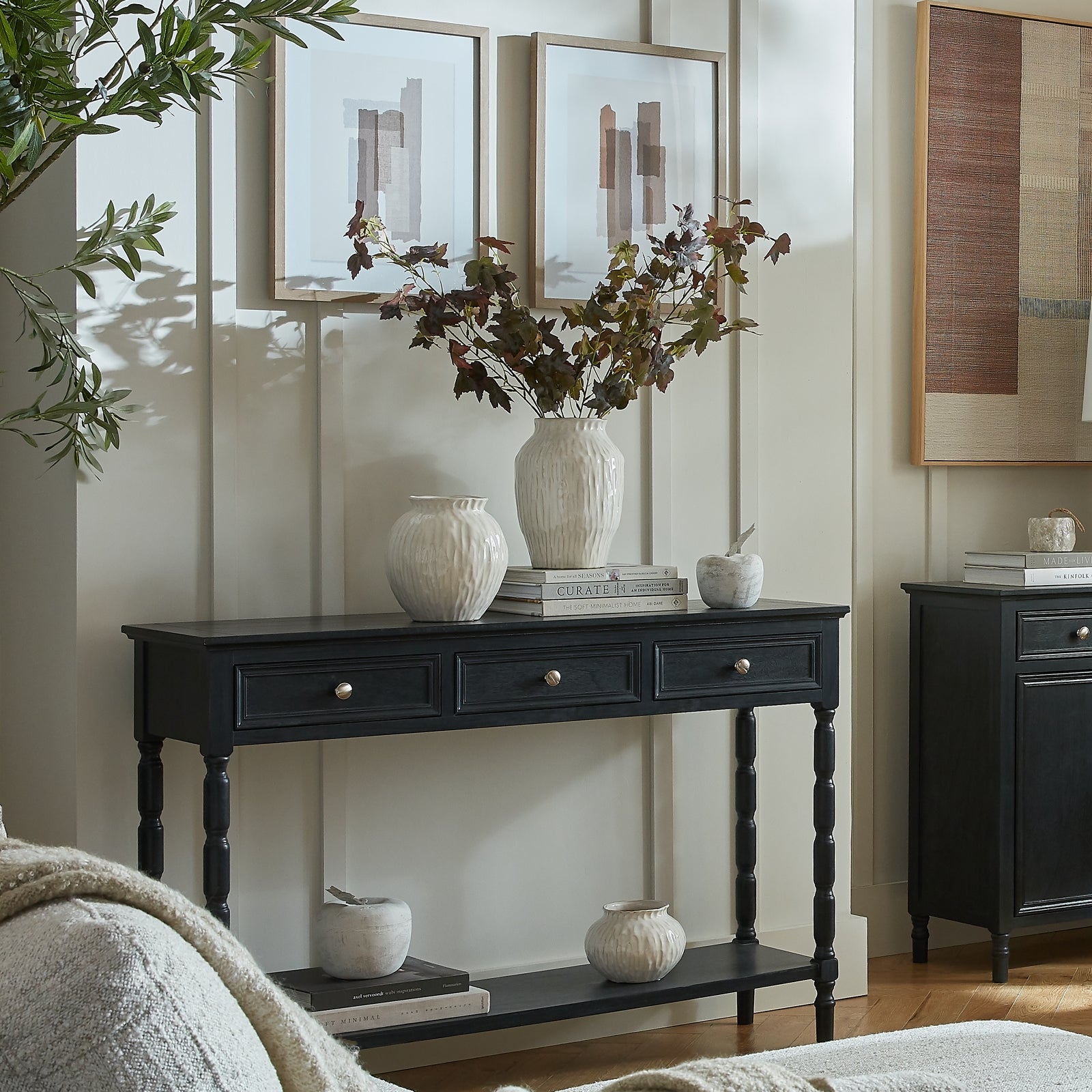 3 drawer back console table