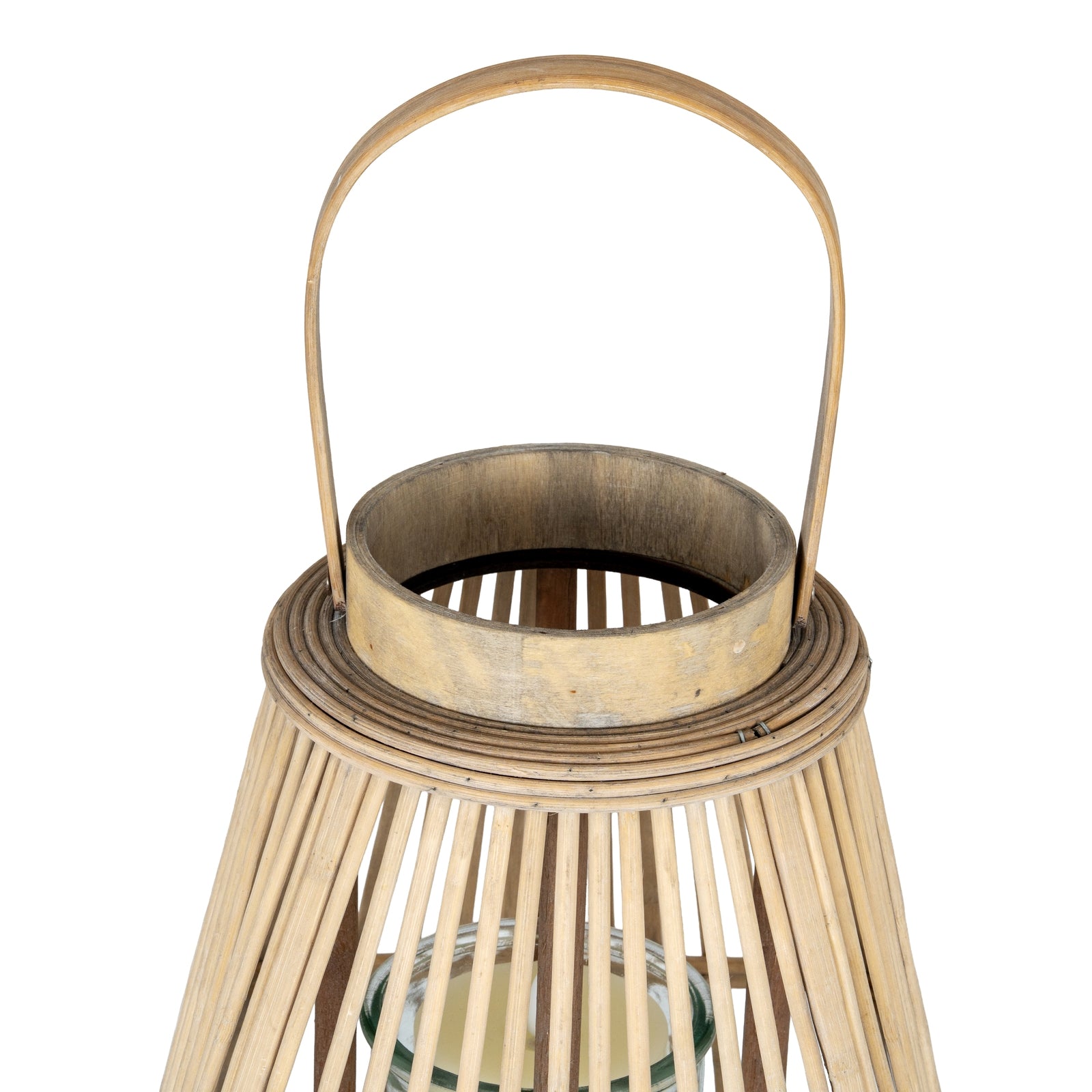 Bamboo lantern with a handle on a white background