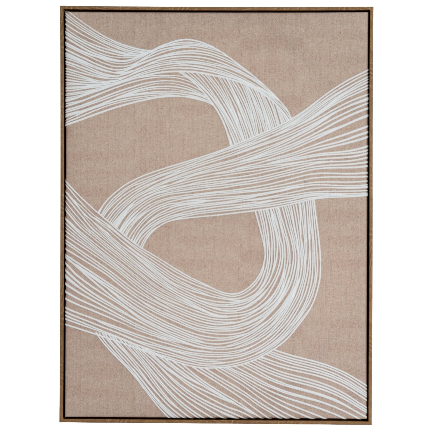 Abstract art piece with white lines on a beige background