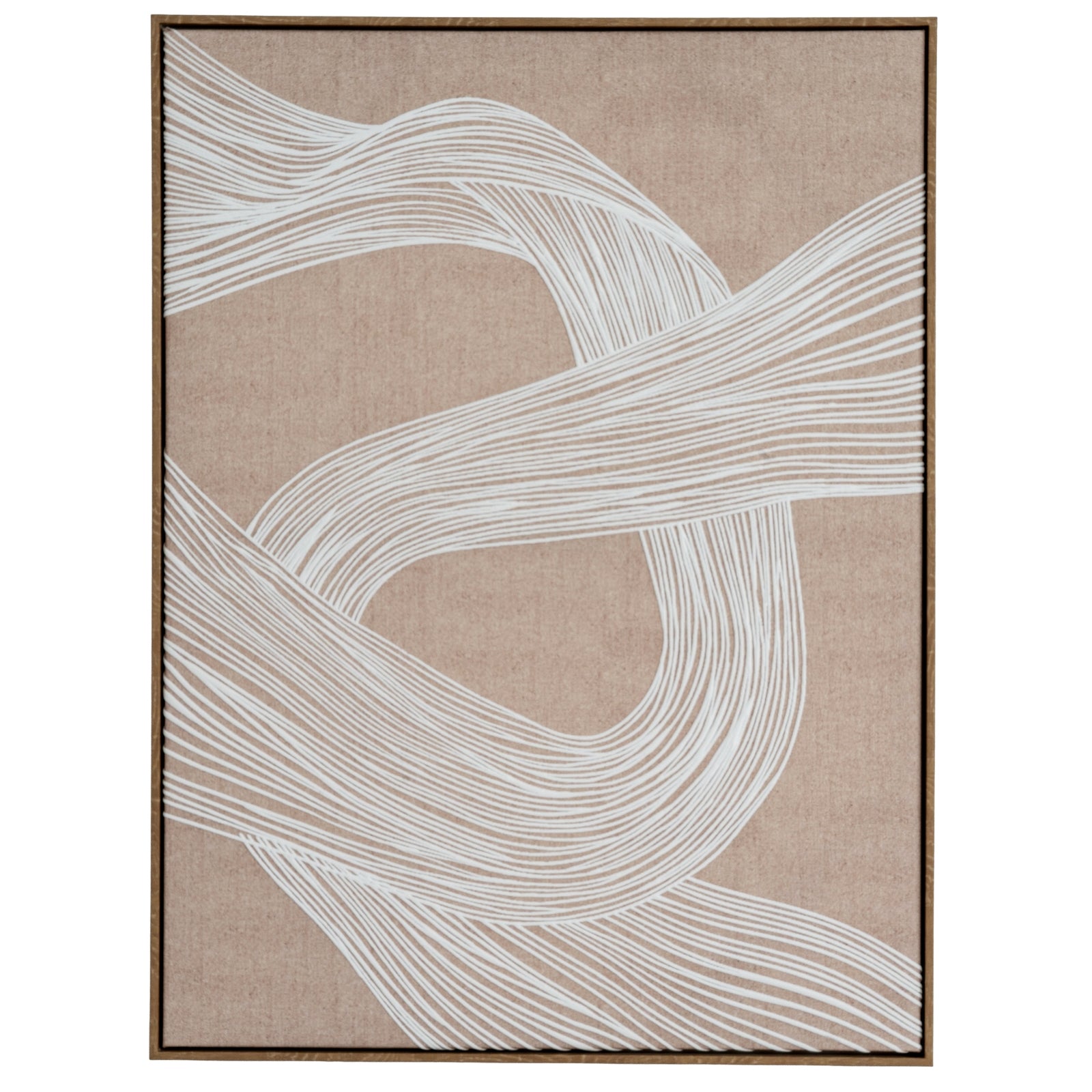 Abstract art piece with white lines on a beige background