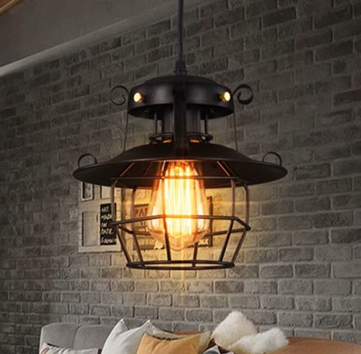 Vintage Black Industrial Chandelier